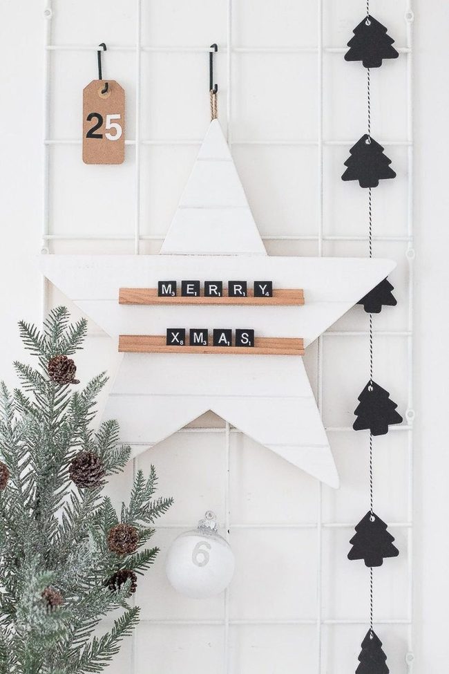 White Star With Black Letter Tiles