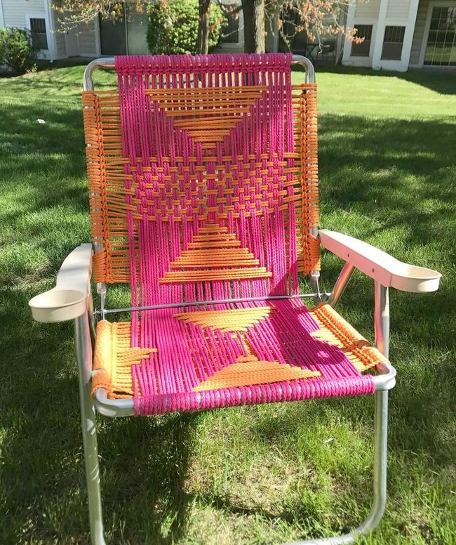 Macramé Lawn Chair Reinvention
