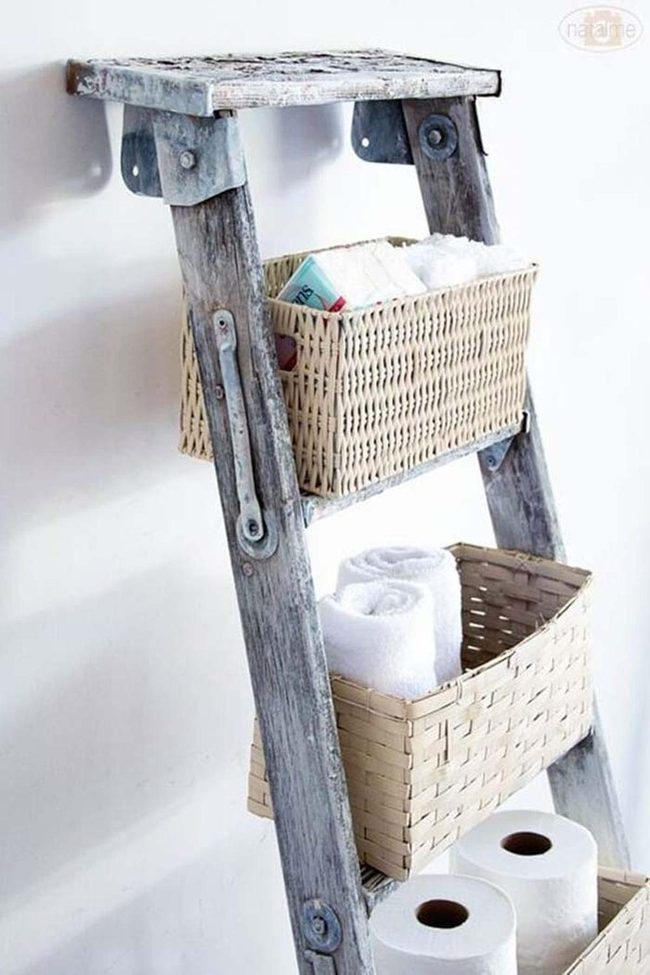 Wooden Ladder Towel Storage