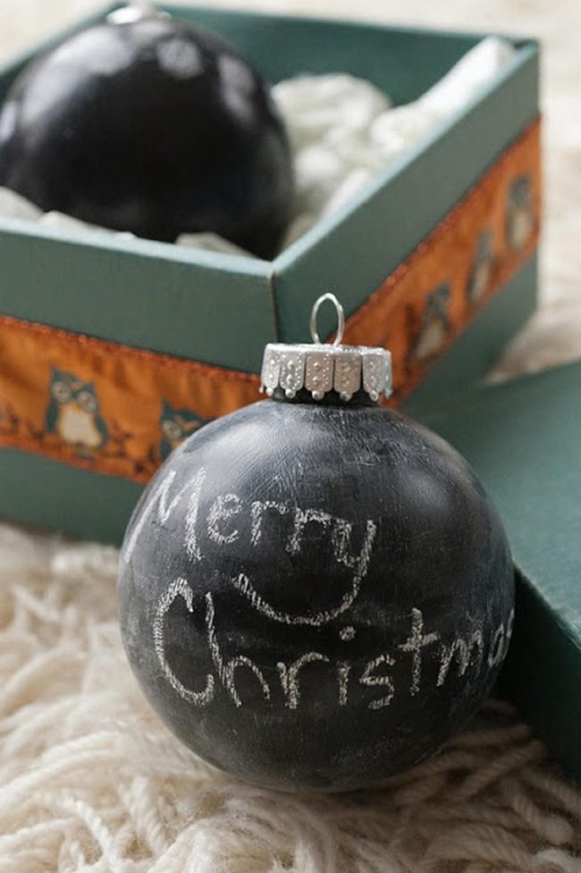 Chalkboard Ornaments With Silver Caps