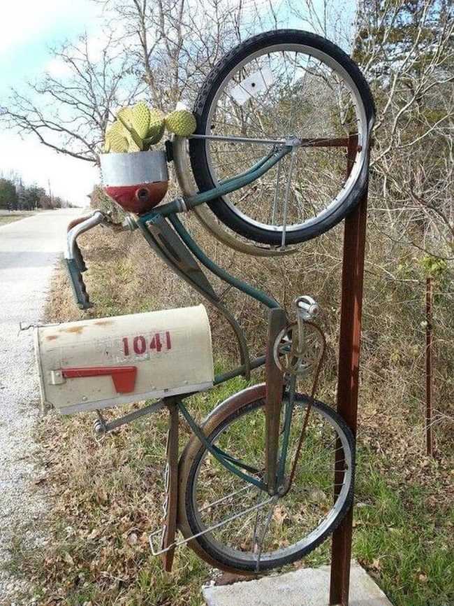 Vintage Bicycle Cactus Mailbox