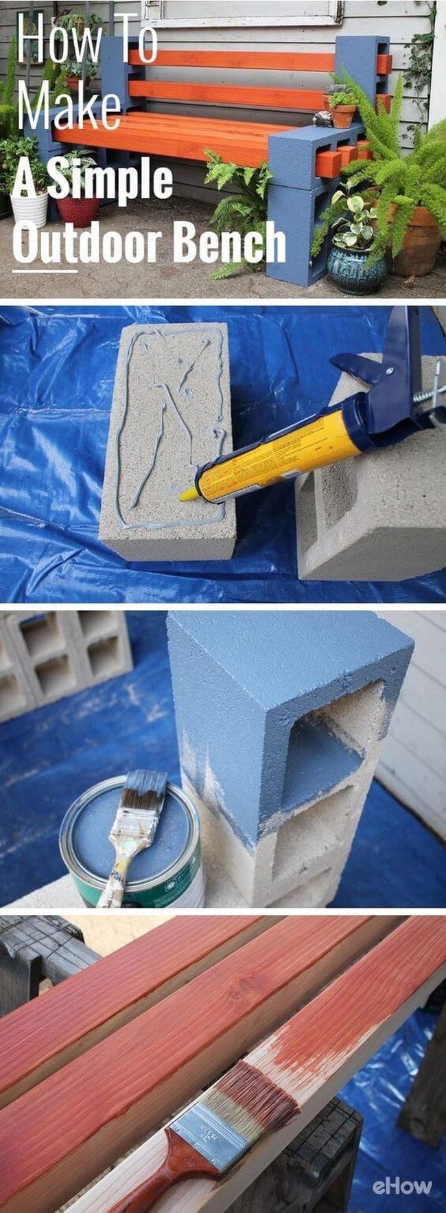 Painted Block Wood Bench Diy