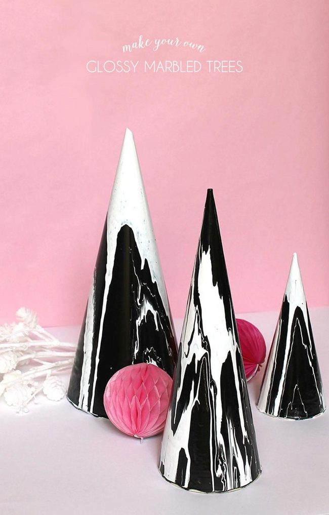 Black And White Marble Cones Pink