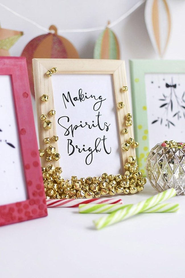 Gold Bells On Natural Wood