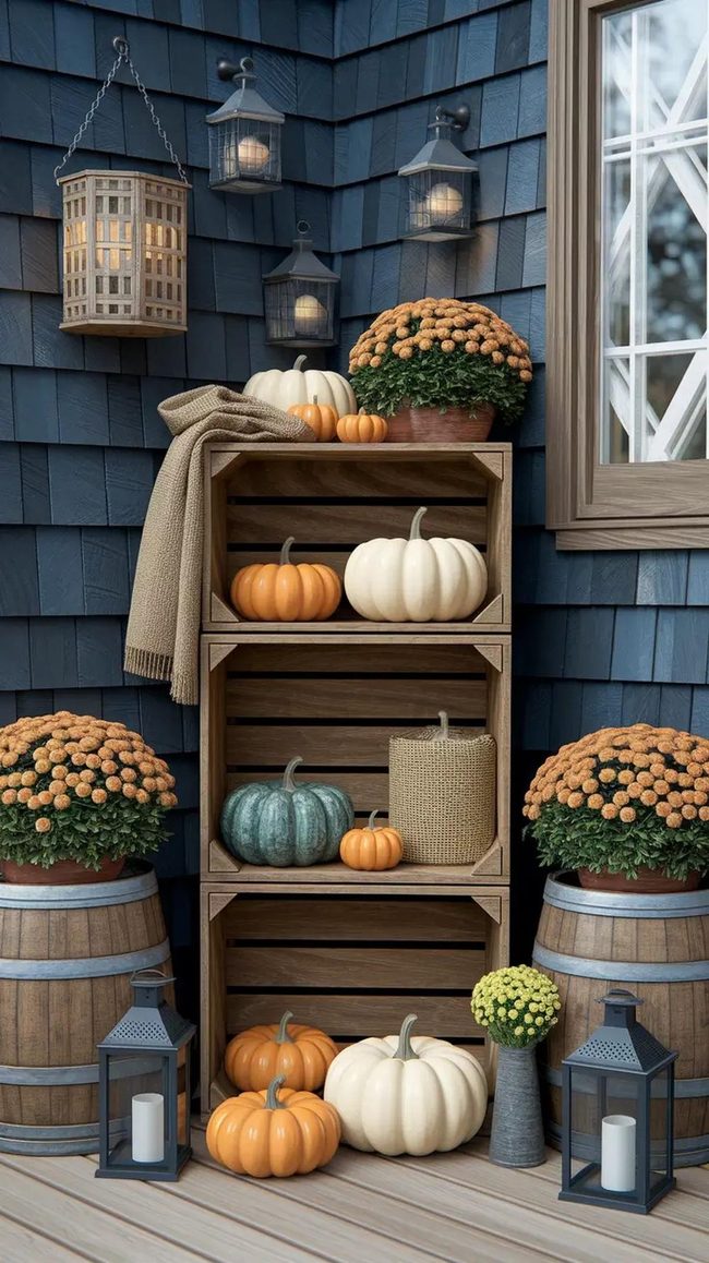 Stacked Wood Crates With Whiskey Barrels