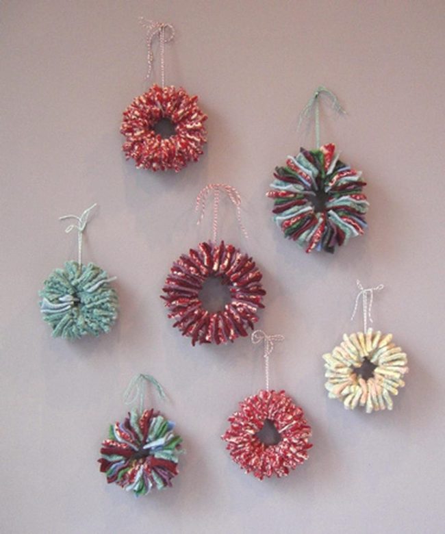 Layered Fabric Rings In Red And Green