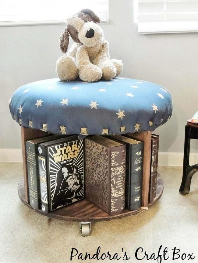 Cable Spool Mobile Bookcase
