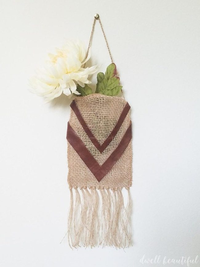 Burlap Brown Chevron White Bloom