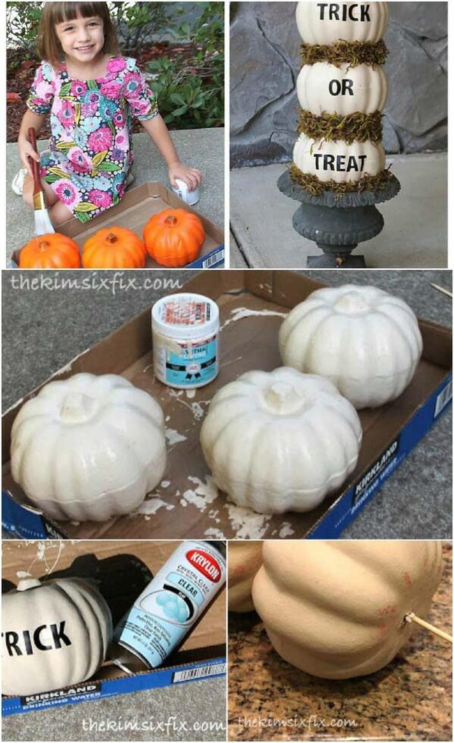 Stacked Foam Pumpkins With Moss