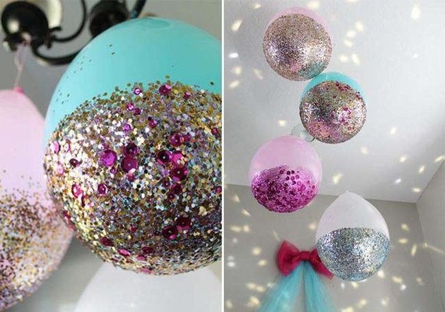 Glitter Balloons Catching Light Overhead