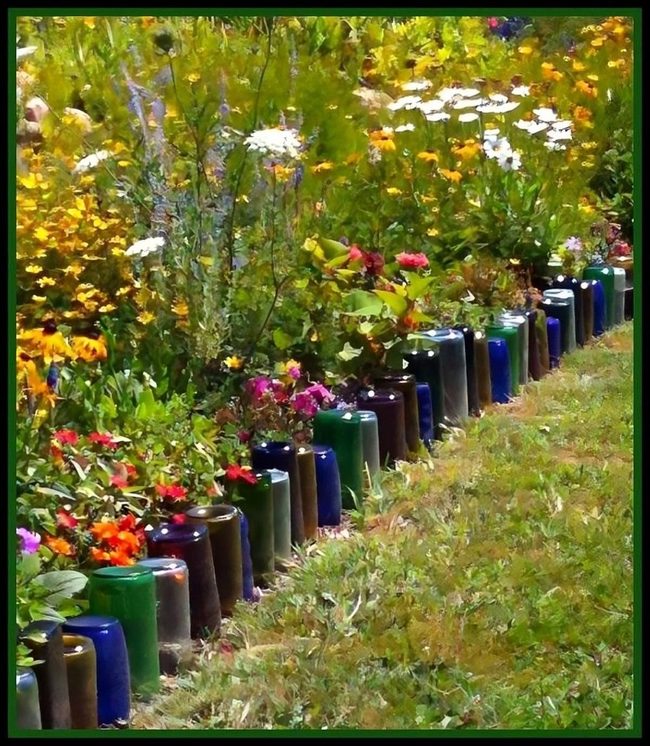 Recycled Glass Bottle Garden Edging