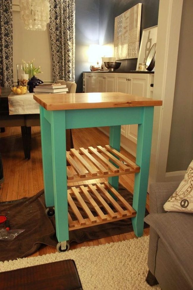 Turquoise Cart Steals Kitchen Style