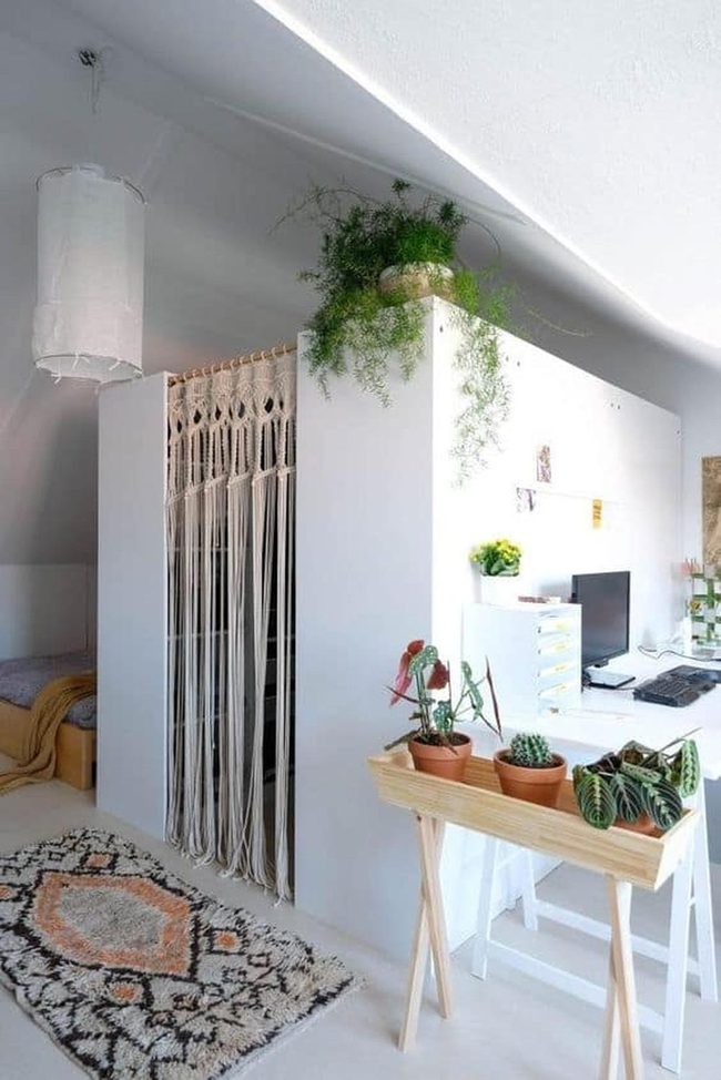 Macrame-Draped Pax Closet Divider