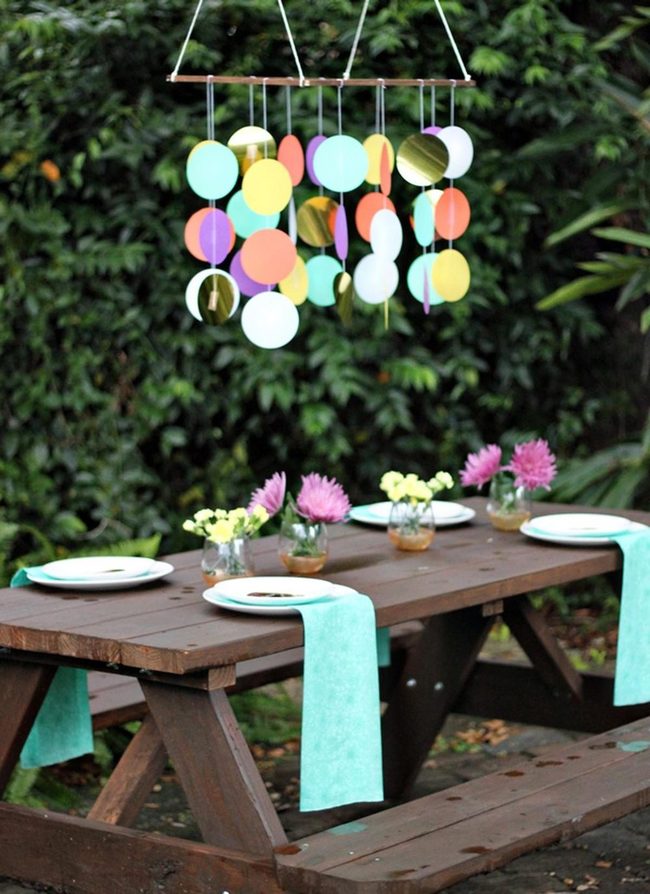 Teal Napkins Above Wooden Tables