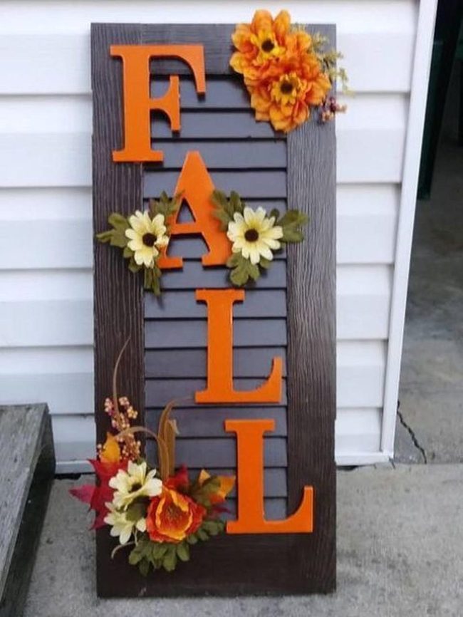 Wooden Fall Letters With Autumn Blooms