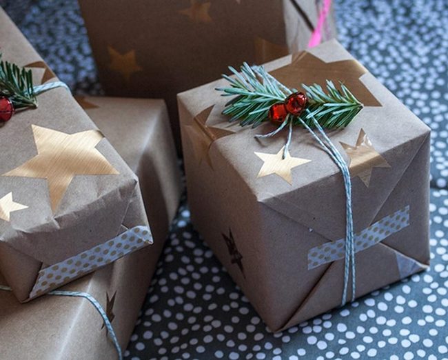 Gold Stars On Kraft Paper
