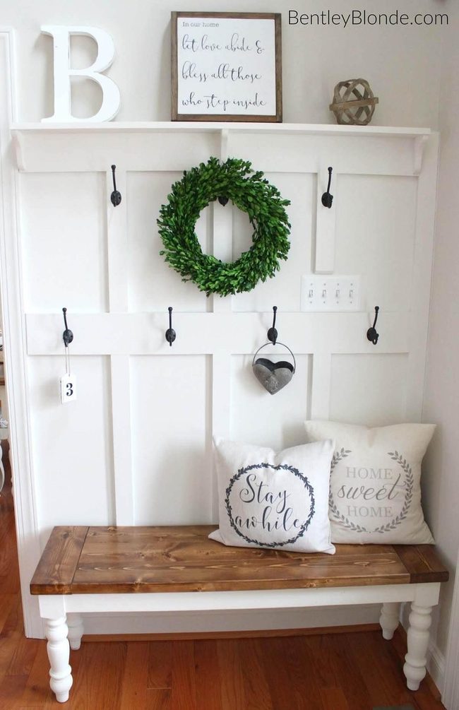 White Wood And Metal Farmhouse Entryway