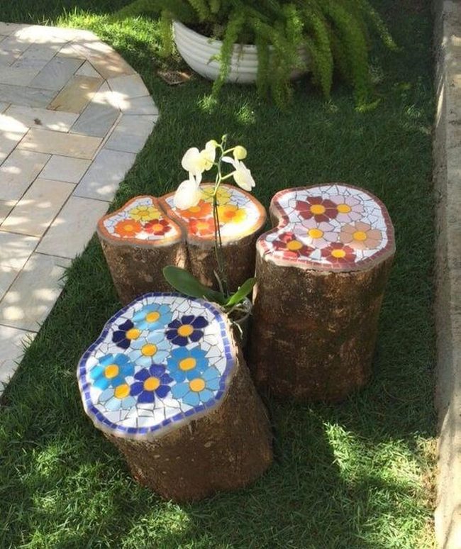 Colorful Tile Garden Stools