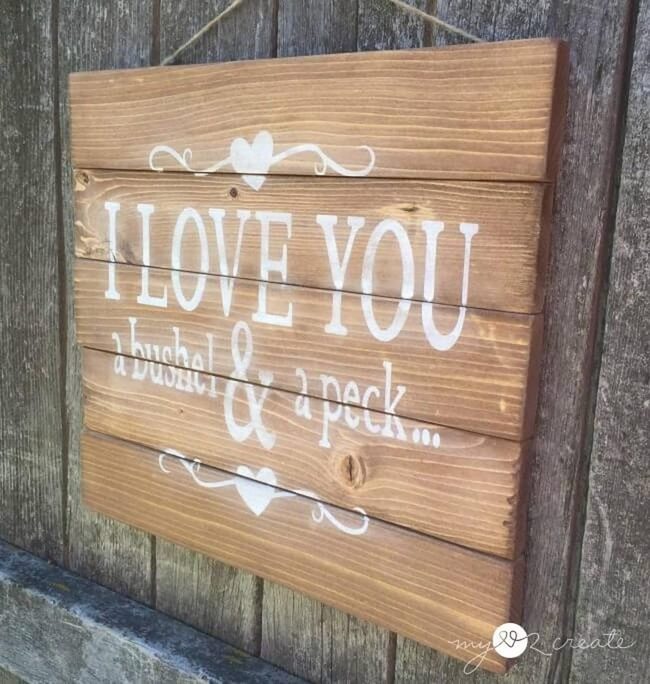 Stenciled Letters On Natural Wood Grain