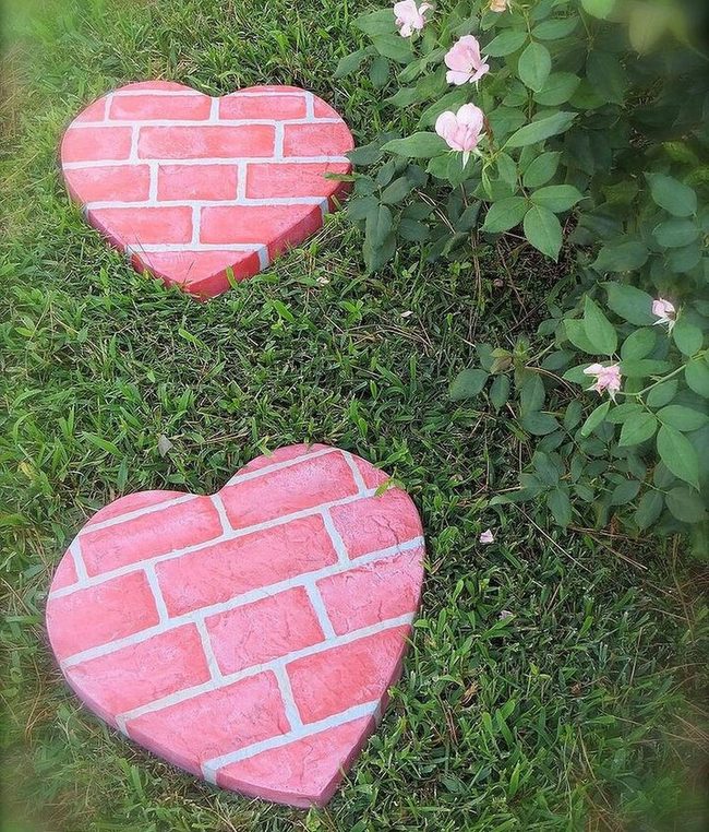 Red And White Hearts Through Green