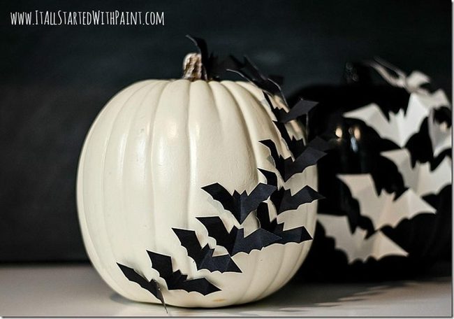 Monochrome Pumpkins With Paper Bats