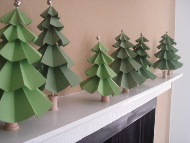Geometric Paper Trees With Silver Details