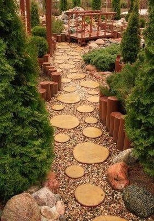 Stone Circle Pathway Through Garden