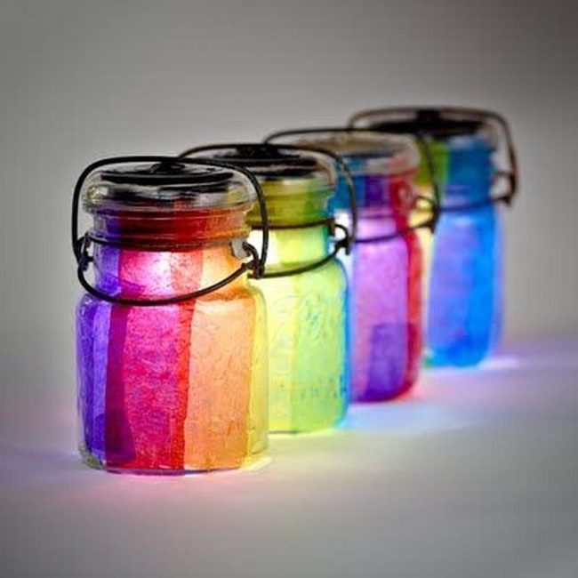 Colored Paper Candlelit Jars