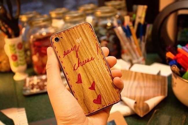 Red Letters Wood Phone Case