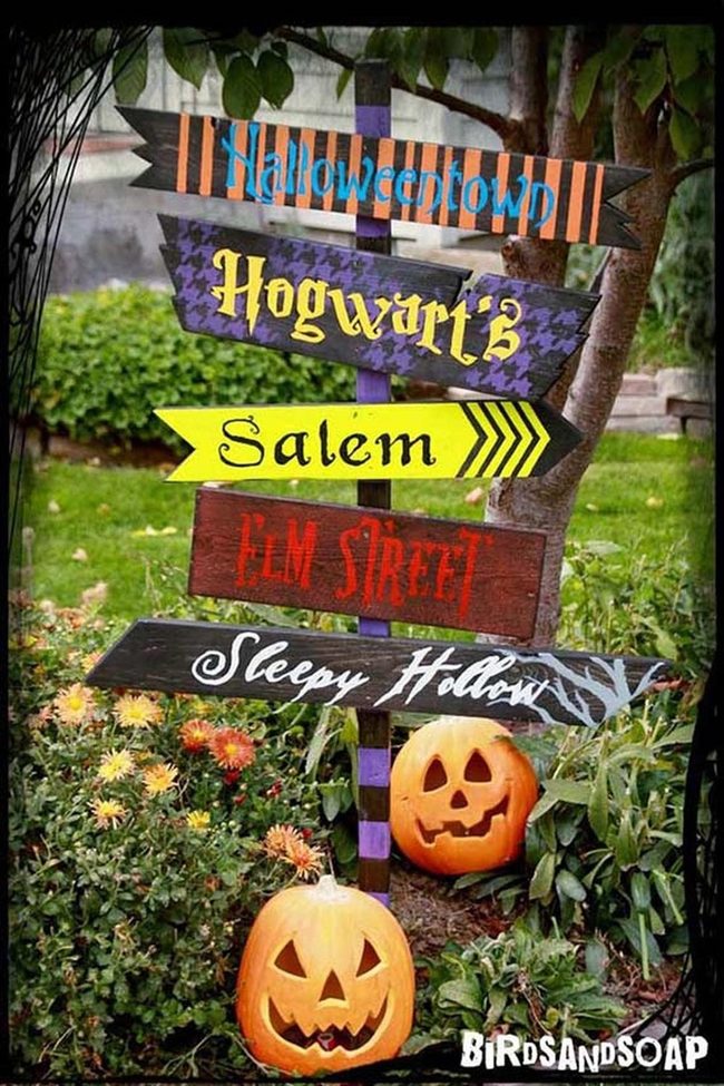 Wooden Spooky Directional Signs