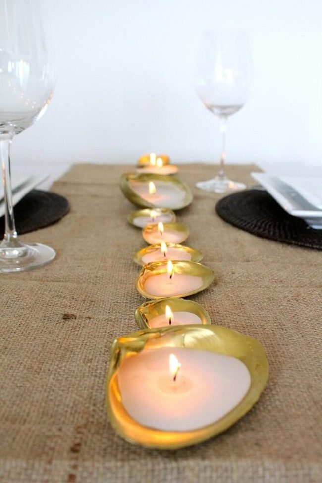 Gold Shell Coastal Candles