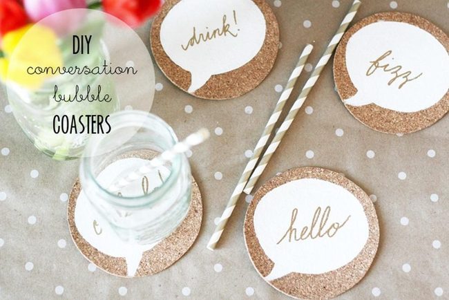Cloud Speech Bubble Cork Coasters