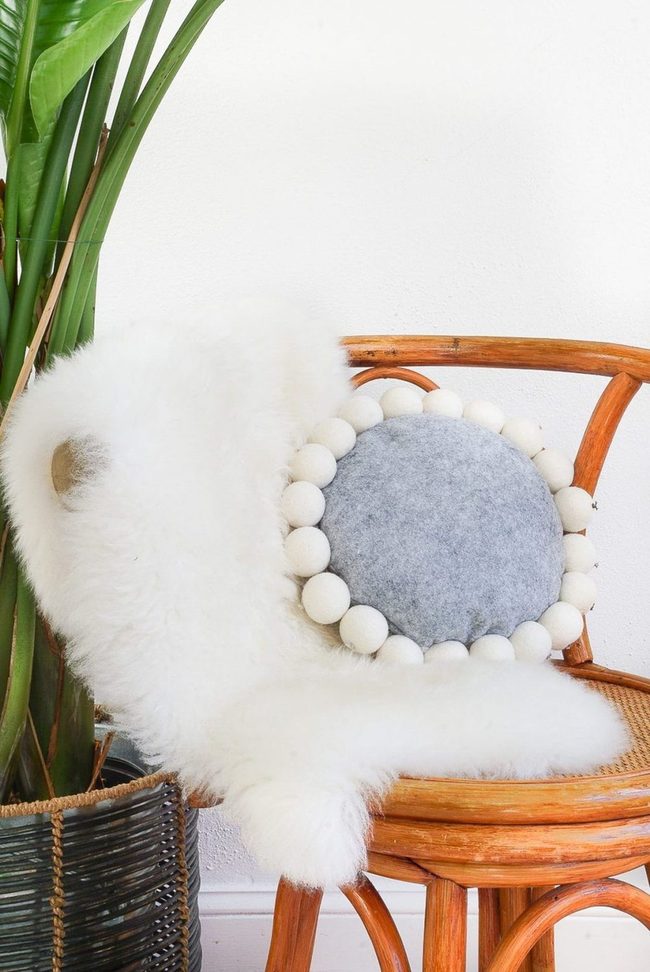 Wool Ball Felt Pillow