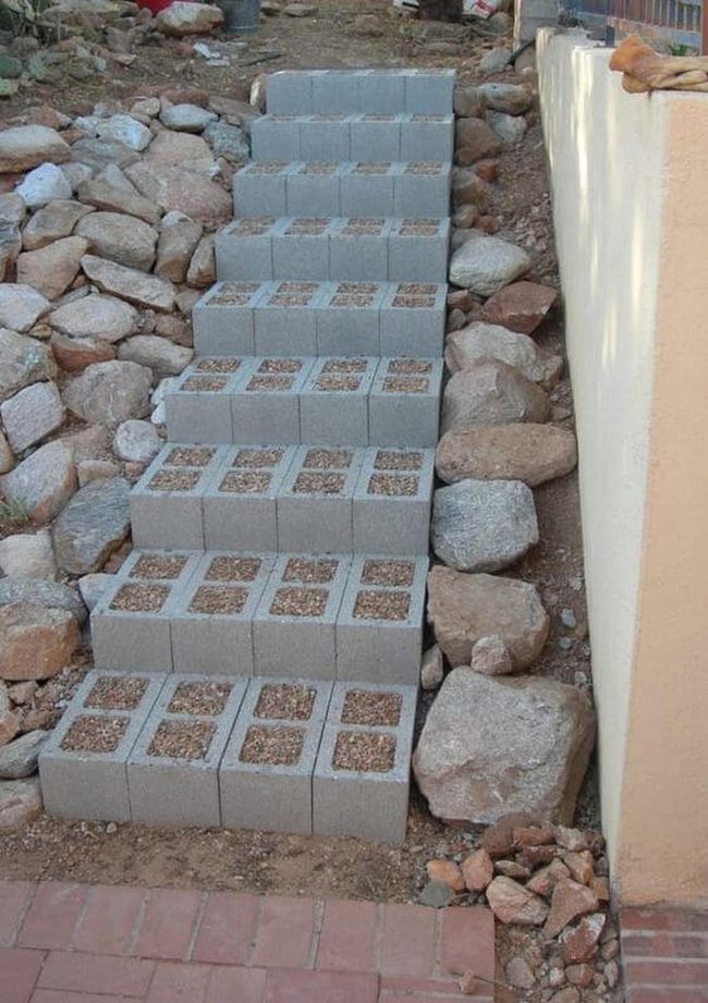 Concrete Steps With Gravel Treads