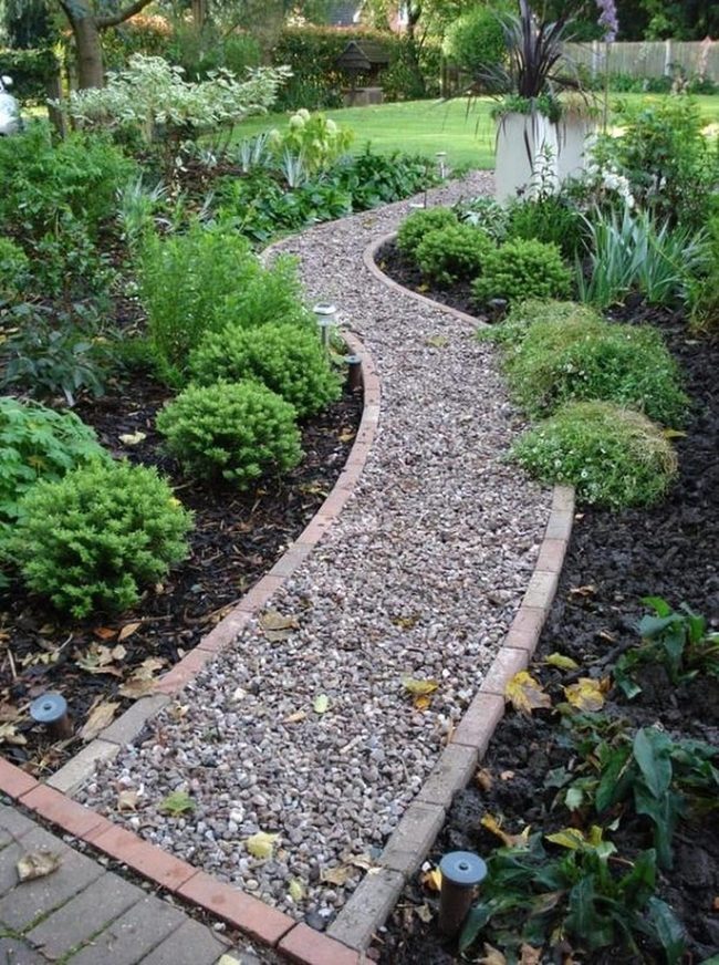 Stone Path Through Dark Garden