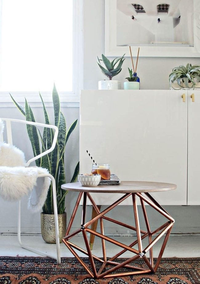 Copper Geometric Side Table