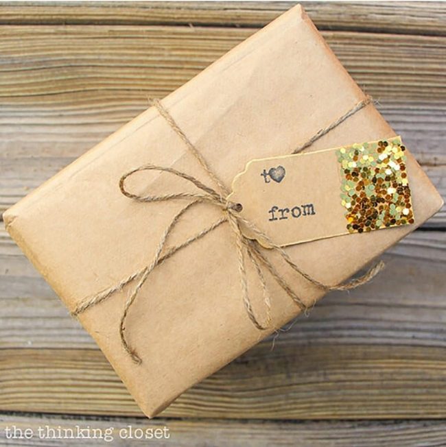 Glitter Tags On Brown Paper