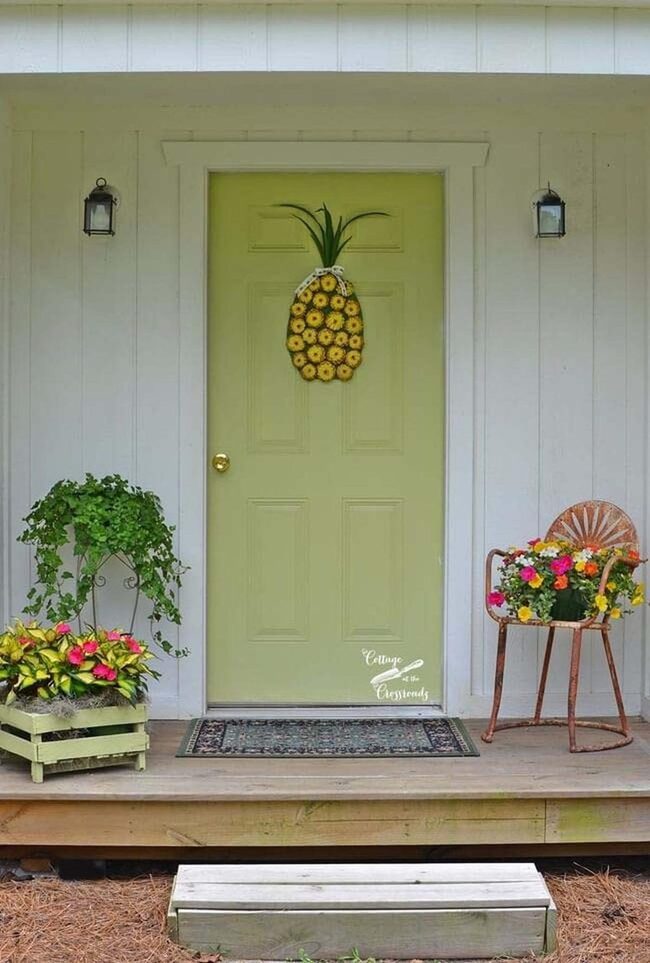Bright Yellow Pineapple Entryway Wreath