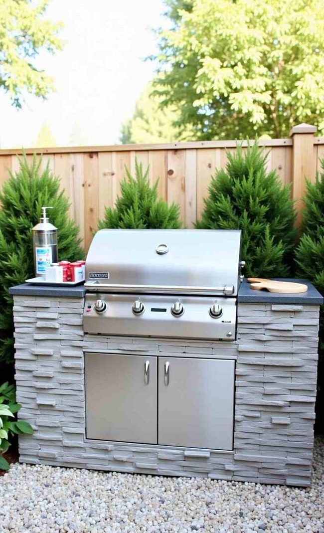 Stone Veneer Grill Station Transformation