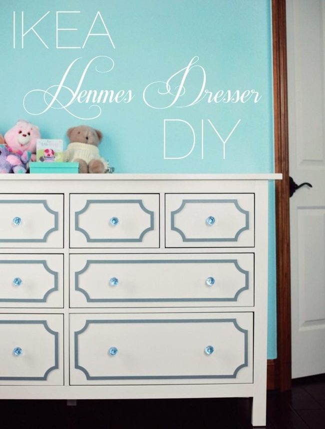 White Dresser Blue Accent Trim
