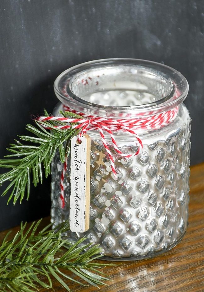 Dotted Glass Jar With Pine