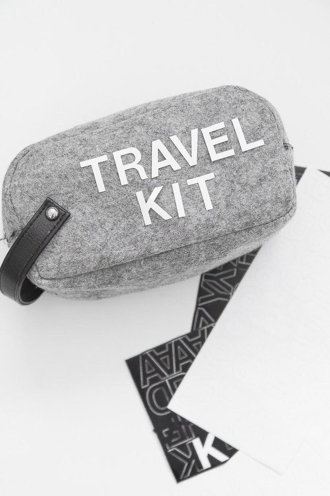 Gray Felt Travel Kit Organizer