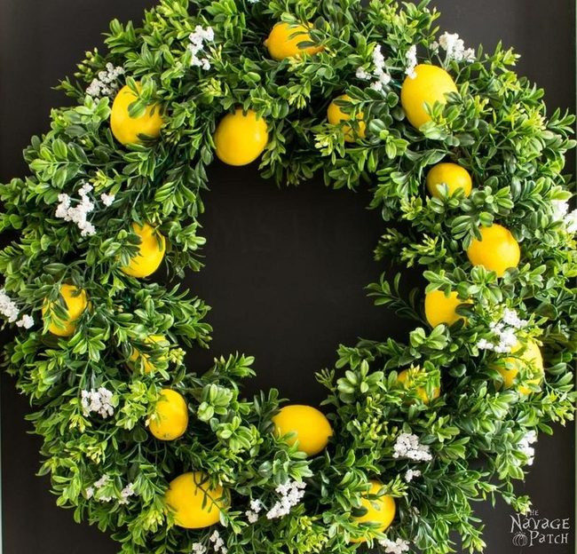 Yellow Lemons Green Spring Wreath