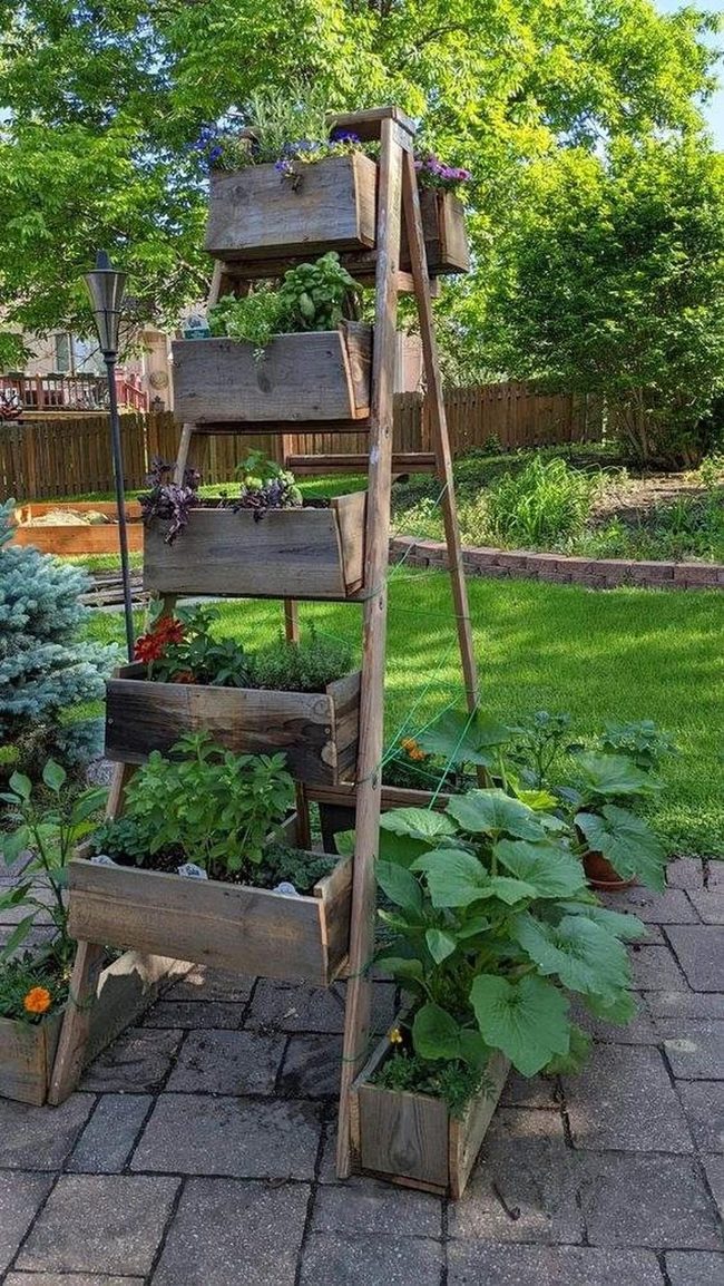 Wooden Ladder Herb Tower