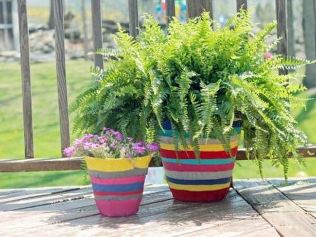 Fabric Wrapped Plant Pots