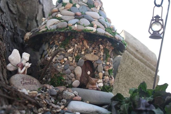 Pebble Encrusted Glass Fairy House