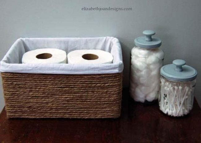 Natural Rope Wrapped Cardboard Baskets