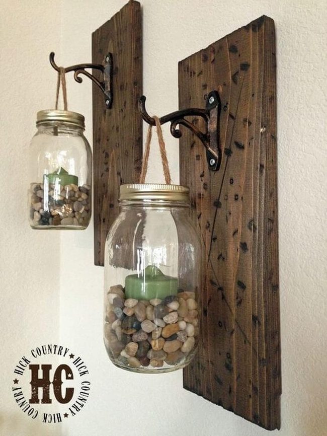 Mason Jars, Pebbles, Candlelight