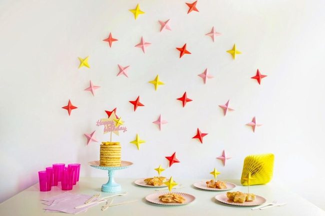 Red Yellow Pink Stars White Walls