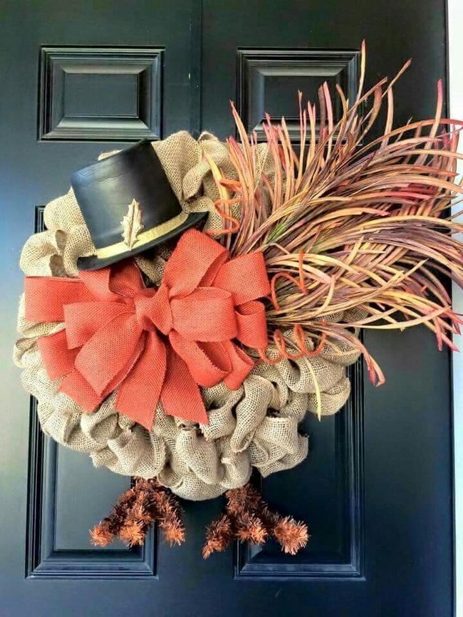 Burlap Turkeys Orange Bow Welcomes